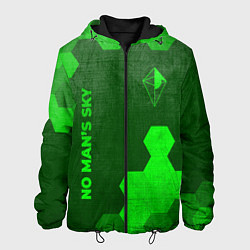 Куртка с капюшоном мужская No Mans Sky - green gradient вертикально, цвет: 3D-черный