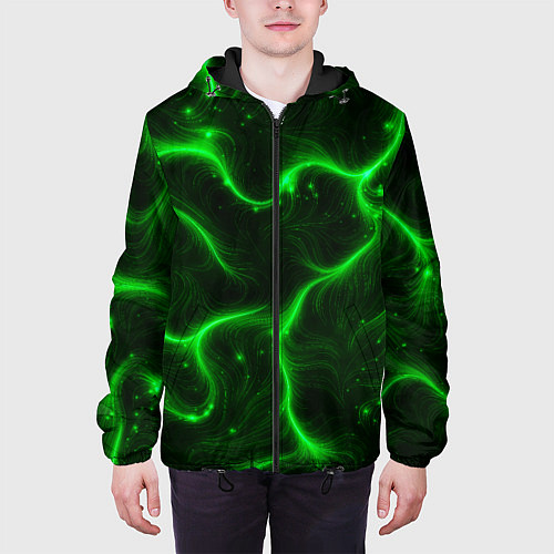 Мужская куртка Неновые зигзаги / 3D-Черный – фото 3