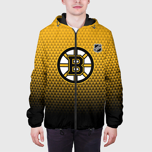 Мужская куртка Бостон Брюинз - геометрический градиент / 3D-Черный – фото 3