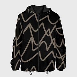 Куртка с капюшоном мужская Кривые рукописные линии чёрно-коричневый, цвет: 3D-черный