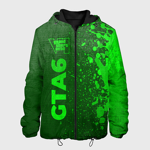Мужская куртка GTA6 - green gradient по-вертикали / 3D-Черный – фото 1