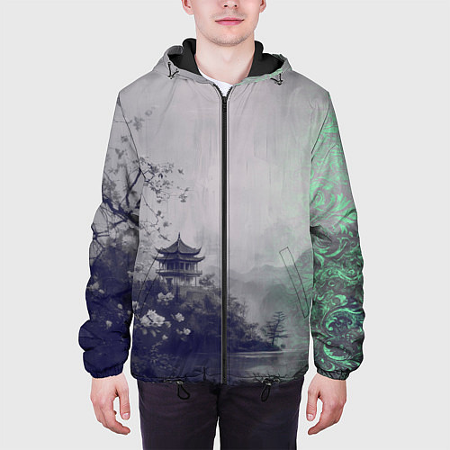 Мужская куртка Рыбацкий домик на берегу озера / 3D-Черный – фото 3