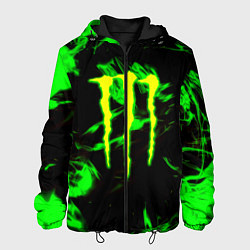 Куртка с капюшоном мужская Monster energy кислотное лого огонь, цвет: 3D-черный