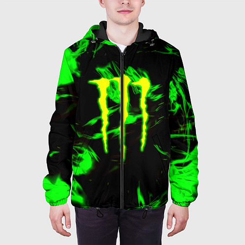 Мужская куртка Monster energy кислотное лого огонь / 3D-Черный – фото 3