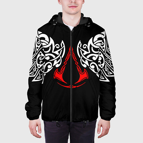 Мужская куртка Силуэт ворона - Aссасинс Крид / 3D-Черный – фото 3