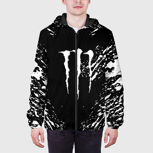 Мужская куртка Monster energy white splash / 3D-Черный – фото 3