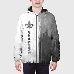 Куртка с капюшоном мужская Saints Row - white gradient по-вертикали, цвет: 3D-черный — фото 2