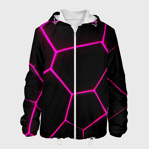 Мужская куртка Черные соты текстура / 3D-Белый – фото 1