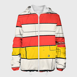 Куртка с капюшоном мужская Красные полоски, цвет: 3D-белый