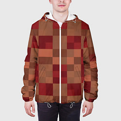Куртка с капюшоном мужская Бордовые пиксели, цвет: 3D-белый — фото 2