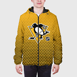 Куртка с капюшоном мужская Питтсбург Пингвинз - черный и желтый, цвет: 3D-черный — фото 2
