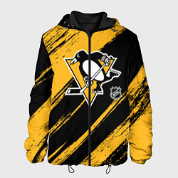 Куртка с капюшоном мужская Питтсбург Пингвинз - брызги краски, цвет: 3D-черный