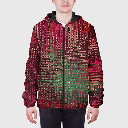 Мужская куртка Текстурный тёмный красно-зелёный / 3D-Черный – фото 3