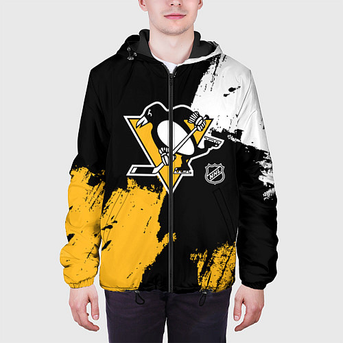 Мужская куртка Питтсбург Пингвинз - брызги / 3D-Черный – фото 3