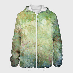 Куртка с капюшоном мужская Абстракция - faded spots on a green background, цвет: 3D-белый