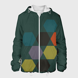 Куртка с капюшоном мужская Кластер зеленая ночь, цвет: 3D-белый