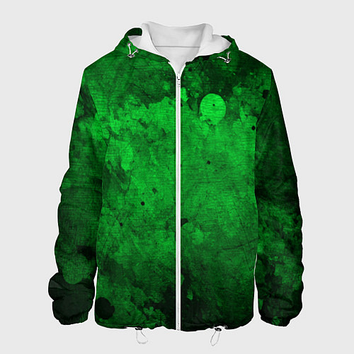 Мужская куртка Абстракция - green acid stains / 3D-Белый – фото 1