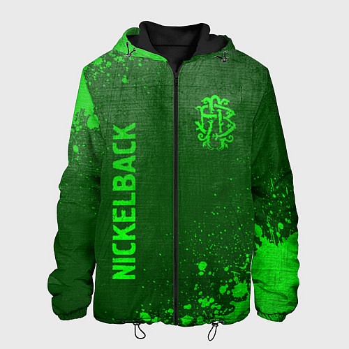 Мужская куртка Nickelback - green gradient вертикально / 3D-Черный – фото 1