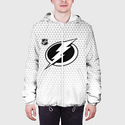 Куртка с капюшоном мужская Тампа Бэй Лайтнинг - белые треугольники, цвет: 3D-белый — фото 2