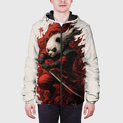 Куртка с капюшоном мужская Демоническая панда самурай - нейроарт, цвет: 3D-черный — фото 2