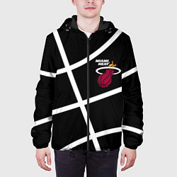 Куртка с капюшоном мужская Майами Хит - баскетбольный линии, цвет: 3D-черный — фото 2