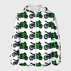 Куртка с капюшоном мужская Motorbike green, цвет: 3D-белый