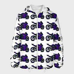 Куртка с капюшоном мужская Motorcycle purple gloss, цвет: 3D-белый
