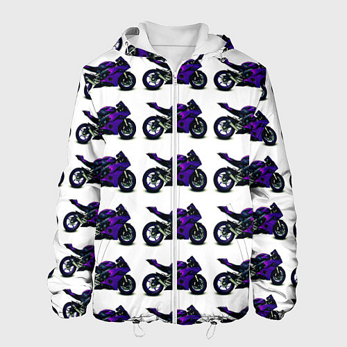 Мужская куртка Motorcycle purple gloss / 3D-Белый – фото 1