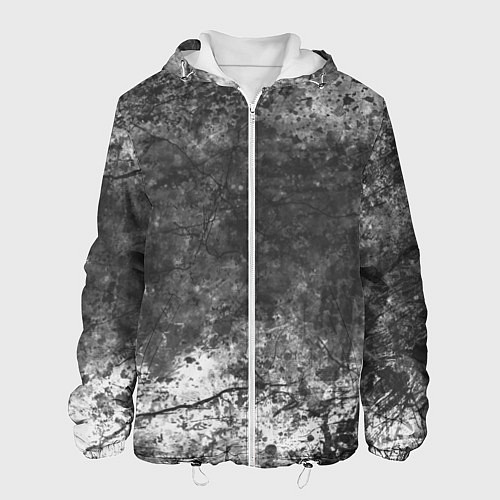 Мужская куртка Абстракция - grey and white wall with cracks / 3D-Белый – фото 1