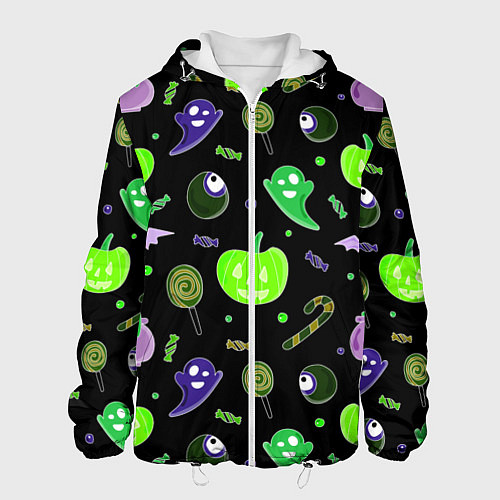Мужская куртка Halloween black pumpkin pattern / 3D-Белый – фото 1