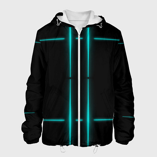 Мужская куртка Neon black light blue line / 3D-Белый – фото 1