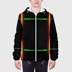 Куртка с капюшоном мужская Color black green orange lines, цвет: 3D-белый — фото 2