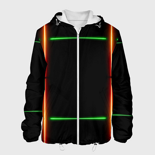 Мужская куртка Color black green orange lines / 3D-Белый – фото 1