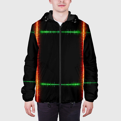 Мужская куртка Color green orange lines / 3D-Черный – фото 3