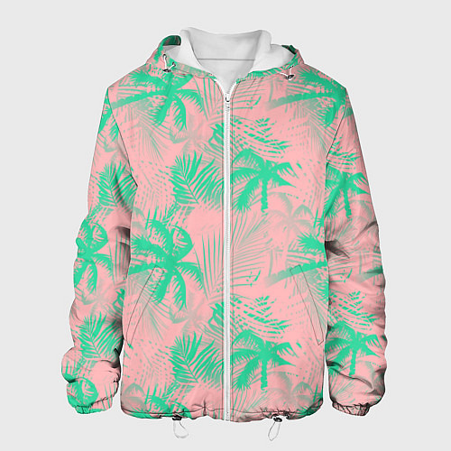 Мужская куртка Palm turquoise pink / 3D-Белый – фото 1
