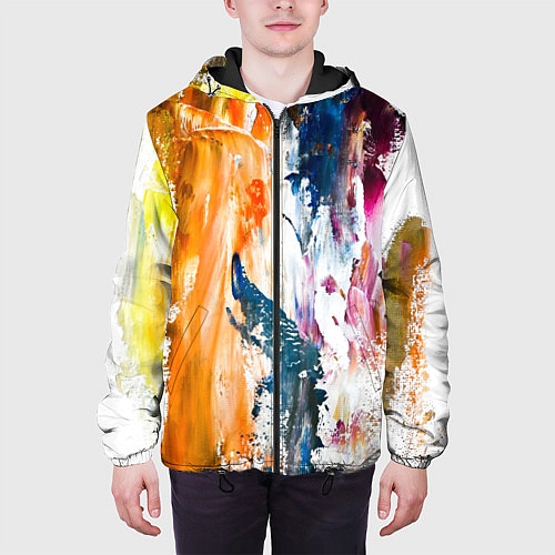 Мужская куртка Разноцветные мазки кисти на палитре художника / 3D-Черный – фото 3