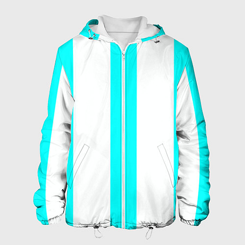 Мужская куртка Color light blue white lines / 3D-Белый – фото 1