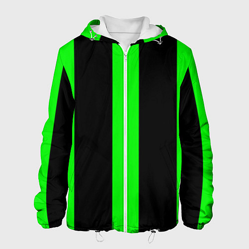 Мужская куртка Color green black lines / 3D-Белый – фото 1