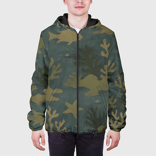 Мужская куртка Подводный камуфляж из рыб / 3D-Черный – фото 3