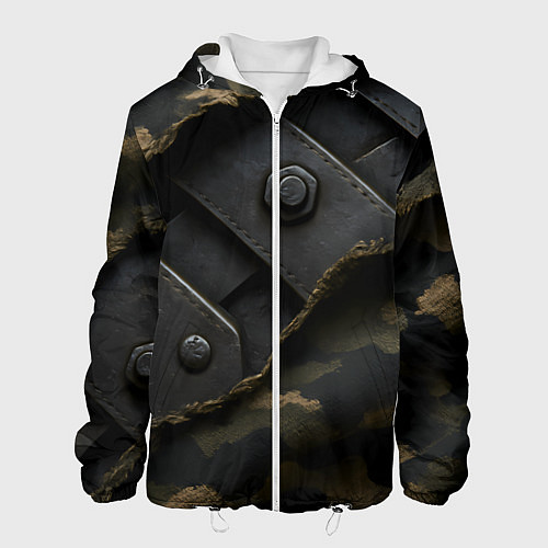 Мужская куртка Порванная камуфляжная ткань с металлом / 3D-Белый – фото 1