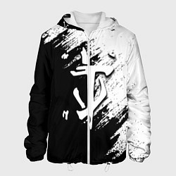 Куртка с капюшоном мужская Doom штрихи красок черные, цвет: 3D-белый