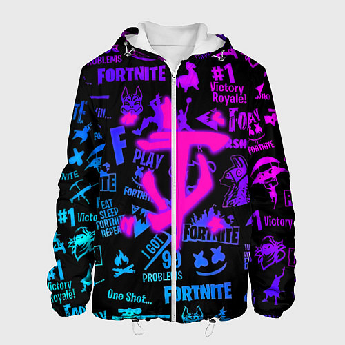 Мужская куртка Fortnite x doom neon logo / 3D-Белый – фото 1