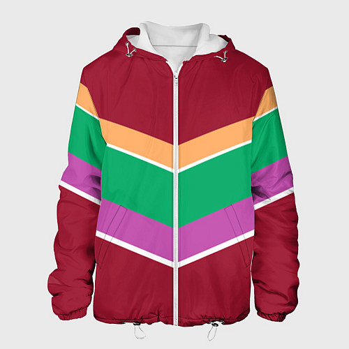 Мужская куртка Тёмный красный с полосами / 3D-Белый – фото 1