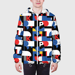 Куртка с капюшоном мужская Геометрия букв, цвет: 3D-белый — фото 2