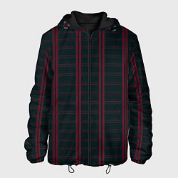Куртка с капюшоном мужская Color dark cage red stripes, цвет: 3D-черный