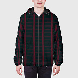 Куртка с капюшоном мужская Color dark cage red stripes, цвет: 3D-черный — фото 2