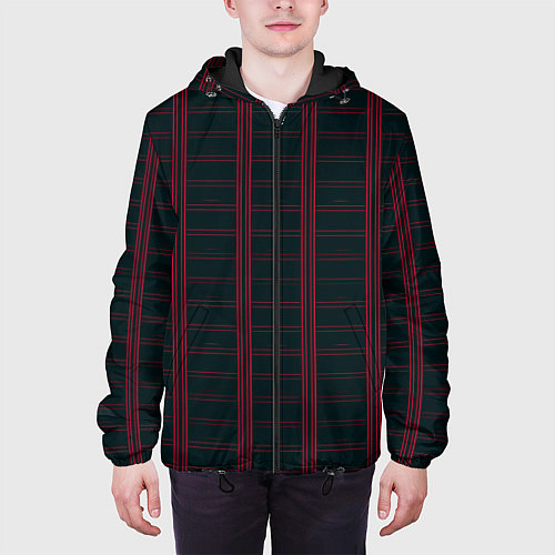 Мужская куртка Color dark cage red stripes / 3D-Черный – фото 3