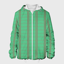 Куртка с капюшоном мужская Color green cage brown stripes, цвет: 3D-белый