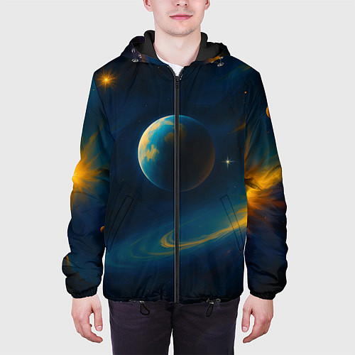 Мужская куртка Пространство Вселенной / 3D-Черный – фото 3