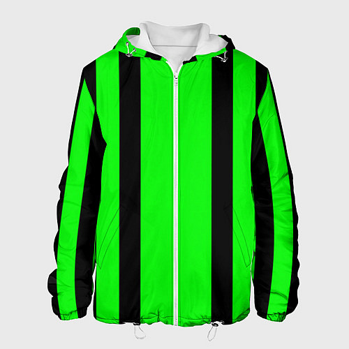 Мужская куртка Color black and green stripes / 3D-Белый – фото 1